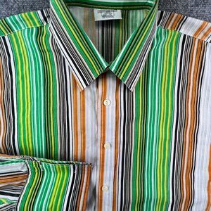 Tool Jeans Adult Men's Long Sleeve 2XL Multicolored Striped Button Up Shirt